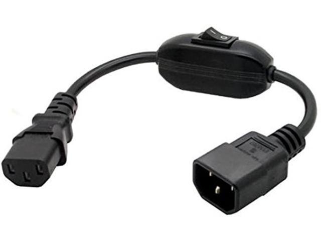 PDU UPS Power Cord Cable, IEC 320 C14 to C13 with On/Off Switch , 100-250V IEC-320-C14 to IEC-320-C13 Power Cord M-F with switch (1ft/30cm)