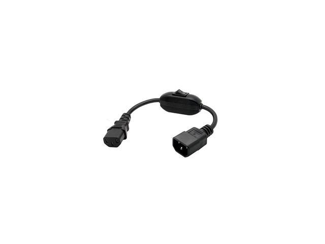 PDU UPS Power Cord Cable, IEC 320 C14 to C13 with On/Off Switch, 100-250V IEC-320-C14 to IEC-320-C13 Power Cord M-F with switch (1ft/30cm)