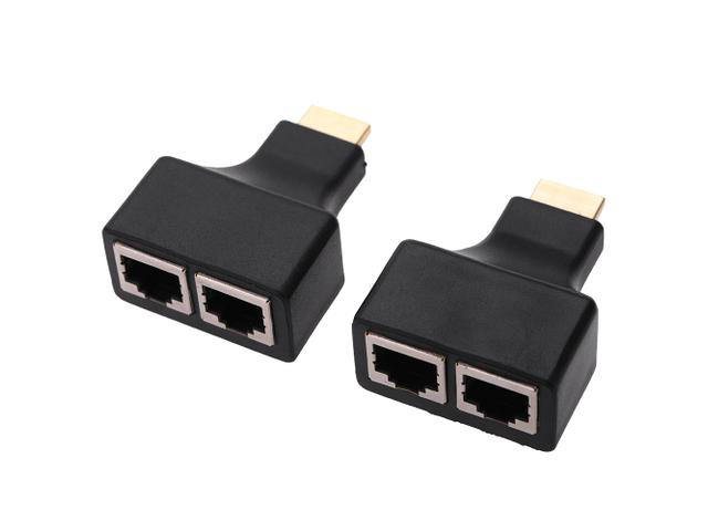 HDMI To Dual RJ45 Network Cable Extender Over by Cat 5e / 6 1080p,30M HDMI Male to Dual RJ45 CAT5E CAT6 Female Extender Repeater Adapter for HDTV...