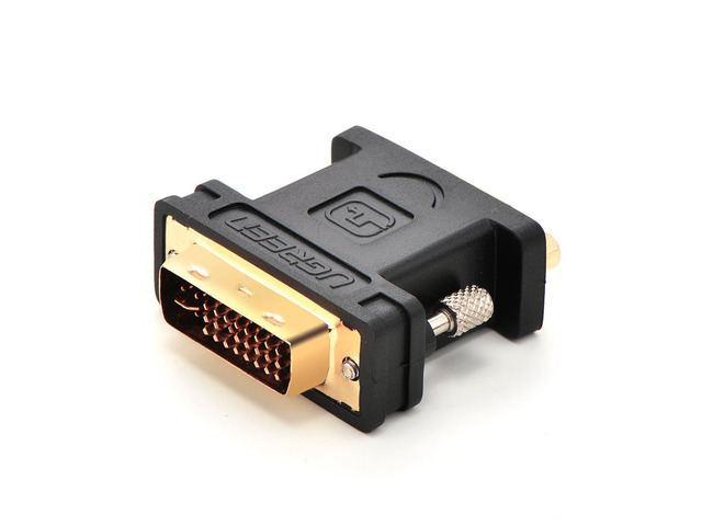 DVI-I 24+5 Male to VGA HD15 Female Adapter Gold Plated for Gaming, DVD, Laptop, HDTV and Projector (Black)
