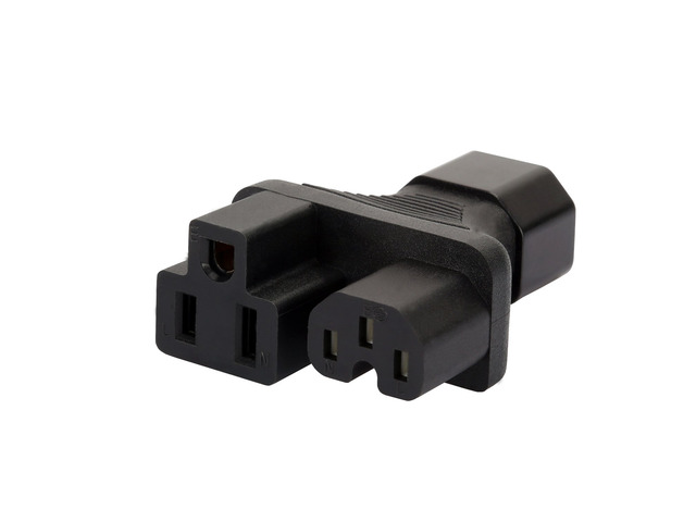 IEC 320 C14 to C15+Nema 5-15R Y Split AC Adapter, IEC 3Pole Male to Female + USA Female 3Pole AC Power Adapter, C14 to C13 Nema 5-15R AC Adapter,...