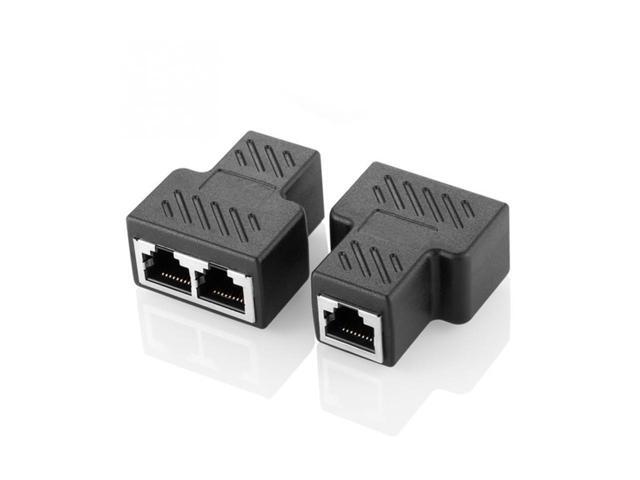 (2 Pack) RJ45 Splitter Adapter 1 to 2 Dual Female Port, Cat 5 / Cat 6 / Cat 7 Lan Ethernet Socket Splitter Plug Adapter,1 To 2 RJ45 Connector.