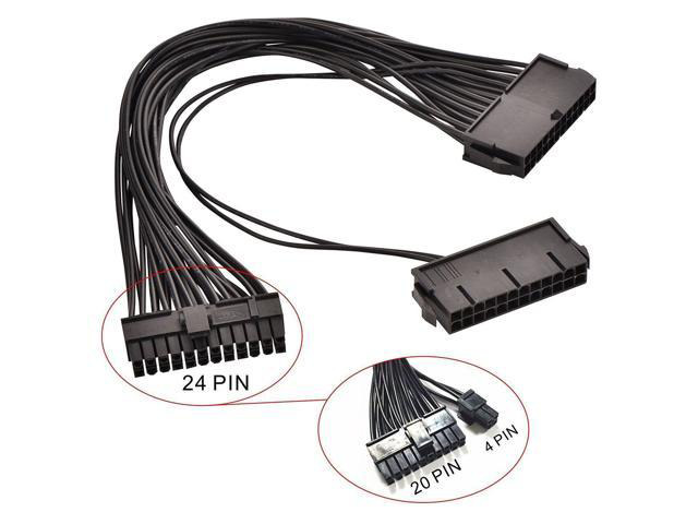 ATX 24-Pin 20+4Pin Dual PSU Power Supply Extension Cable Synchronous Connector Cord Cable for Mining,Power Supply Splitter, Dual PSU Cable Adapter...
