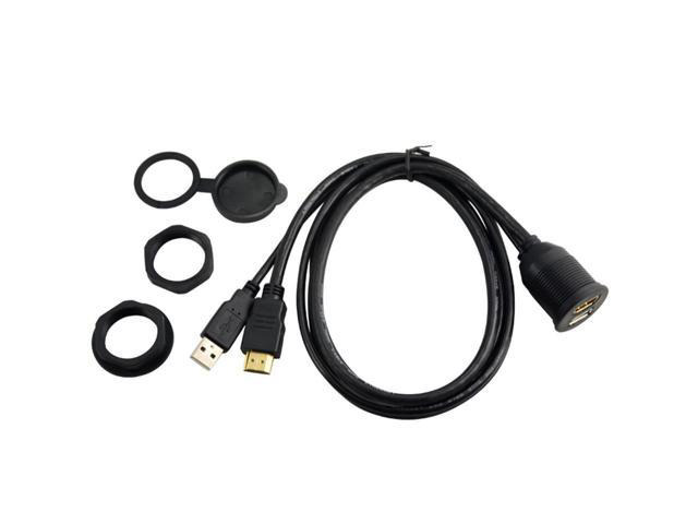 USB HDMI Mount Cable(3ft/1m) - USB and HDMI Extension Flush, Dash, Panel Mount Cable, for Car, Boat, Motorcycle and More,Car Dash Flush Mount USB...
