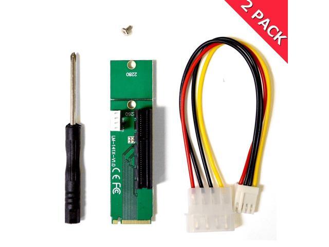 (2 Pack) M.2 Key M NGFF to PCI-E 4X Adapter Card, 4 PIN Power Cable,PCI riser slot adapter 4Pin Power Cable