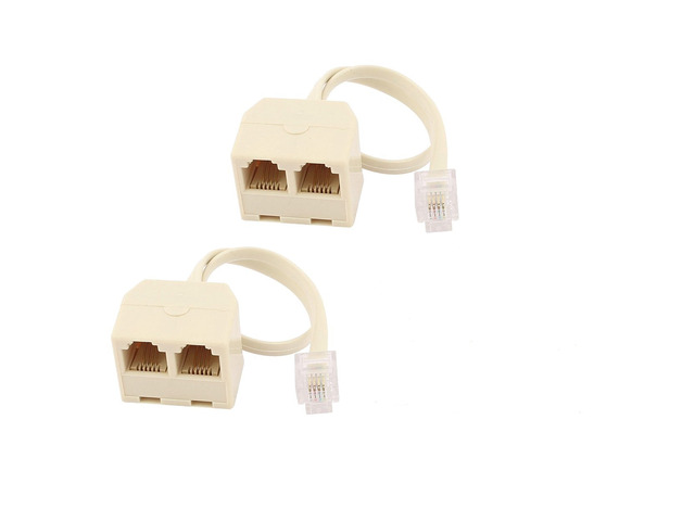 (2 Pack) Tekit Two Way Telephone Splitter,1 Male to 2 Female Converter Cable RJ11 6P4C Telephone Wall Adaptor and Separator,RJ11 6P4C 2 Way Outlet...
