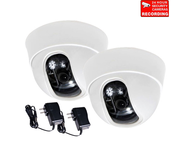 VideoSecu 2 Pack Dome Security Camera Built-in 1/3' Sony Effio CCD 600 TVL High Resolution 3.6mm Wide Angle Lens with 2 Power Supply for DVR Home...