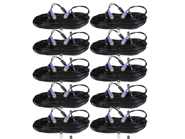 VideoSecu CCTV Surveillance 10x 100ft Video Power Cable for AHD HD-CVI HD-TVI HD Analog Security Camera with Free BNC RCA Connectors b9t