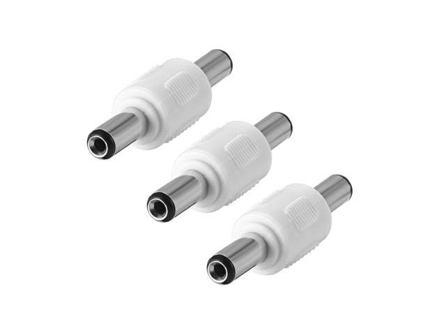 3Pcs DC Male to Male Connector 5.5mm x 2.1mm Power Cable Jack Adapter White