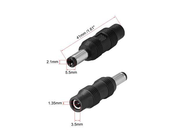 DC Power Converter 5.5mm x 2.1mm Male to 3.5mm x 1.35mm Female Adapter Connector Black 10Pcs