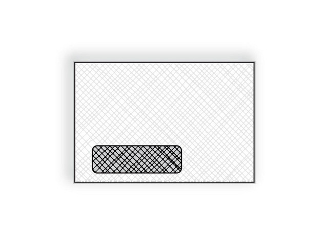 Side Seam Inkjet Window Black Crosshatch Tint, 6' x 9', 24#, White Digi-M, Side Seams Under, Poly Window (Box of 500)