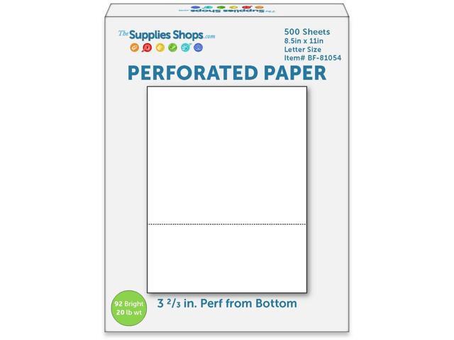 Perforated Paper, 3 2/3' From Bottom, Horizontal on White 20# Letter Size Copy Paper (Ream of 500)