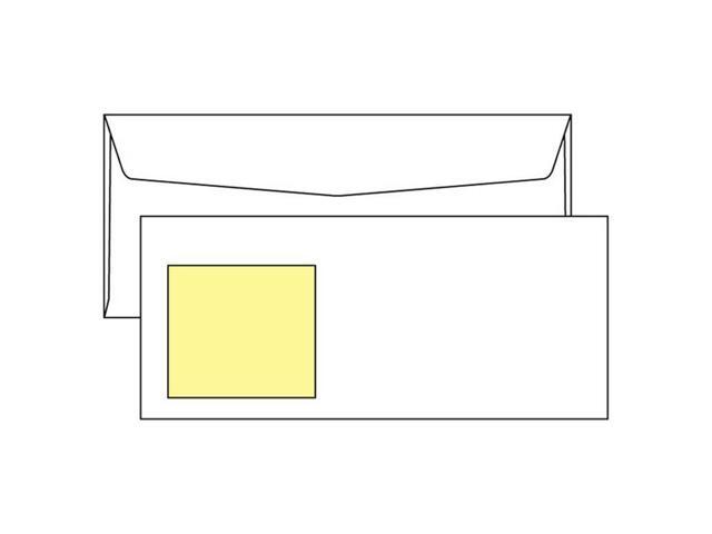 #10 4-1/8' x 9-1/2' Peel 'n View Detachable Yellow Note / Hidden Window Envelopes, 24# White 92% Brightness (Box of 500)