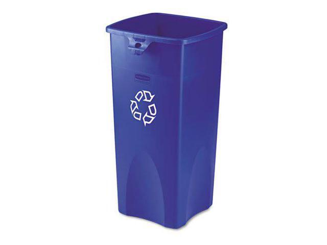 Rubbermaid Commercial 356973BE Untouchable Recycling Container, Square, Plastic, 23 gal, Blue