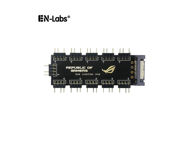 EnLabs 5V 3-Pin 10 Ports AURA RGB Lighting Hub,1 to 10 Lightning Synchronous Extension Hub to Motherboard for RBW LED Fan Compatible w/...