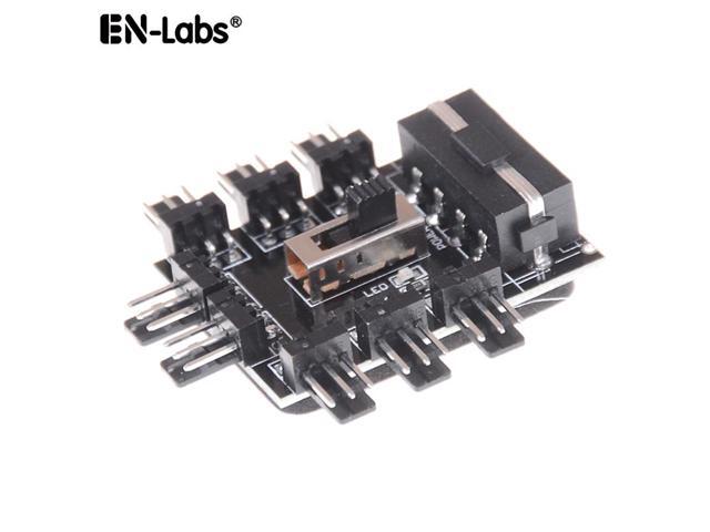 EN-Labs PC Fan Speed Controller - 8 Way Cooling Fan Hub w/ 7/12V Voltage Switch - 1 to 8 Multi Way Splitter for 3-Pin / 4 Pin Case Fan - PCB.