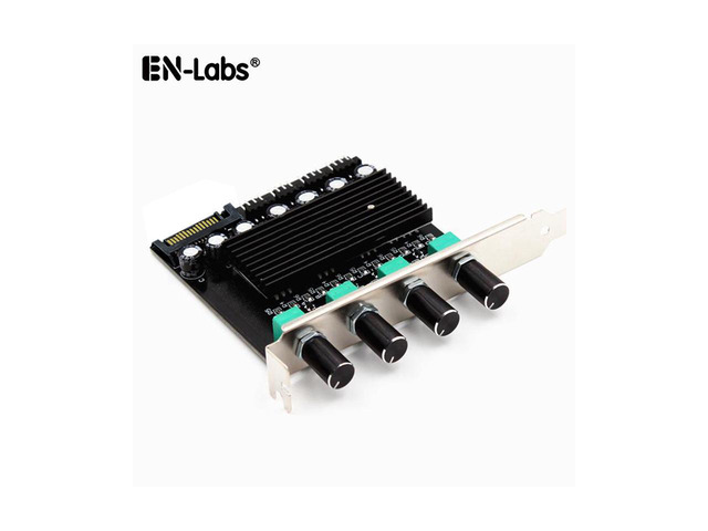 EnLabs PCITX3CO4S 4 Channels 3pin CPU Case Fan RPM Speed Controller w/ PCI Slot,Regulator Stepless Voltage Governor w/ OFF Switch - Power by SATA...