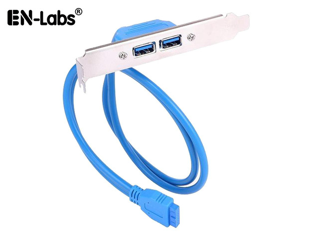 Enlabs USB 3.0 Motherboard 20-Pin Header to 2x USB 3.0 A Female Adapter Cable w/ Full Profile PCI Slot Bracket,2 Ports USB 3.0 Back Panel...