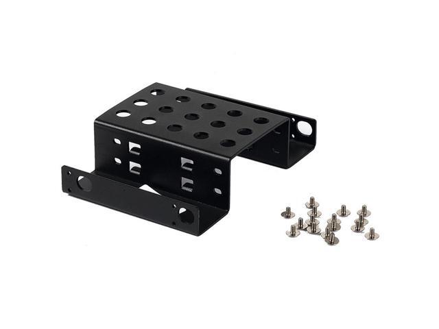 Aluminum 2 Bay 2.5 ' SATA HDD SSD to 5.25' CD-ROM Internal Hard Drive Adapter Mounting Bracket Converter Kit - Black