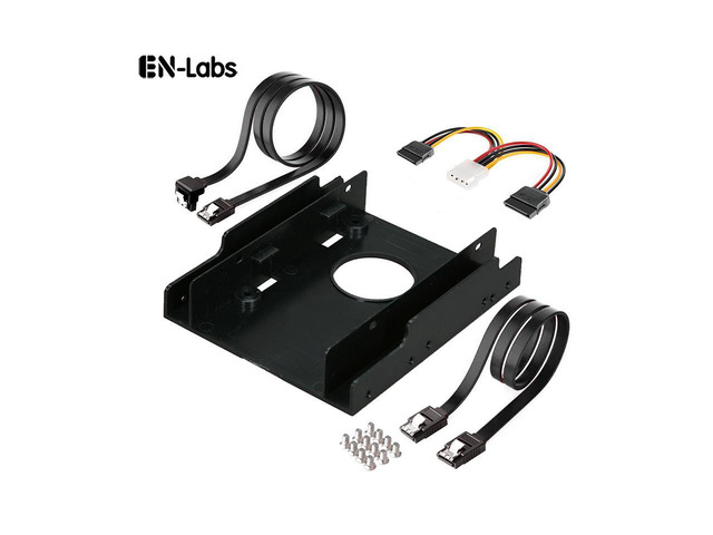 SSD Adapter Kit - 2PCS 18 inch SATA III Data Cable & Molex to 2 x SATA 15-pin Power Splitter w/ Dual Bay 2.5-Inch HDD/SSD to 3.5' Floppy Drive Bay...