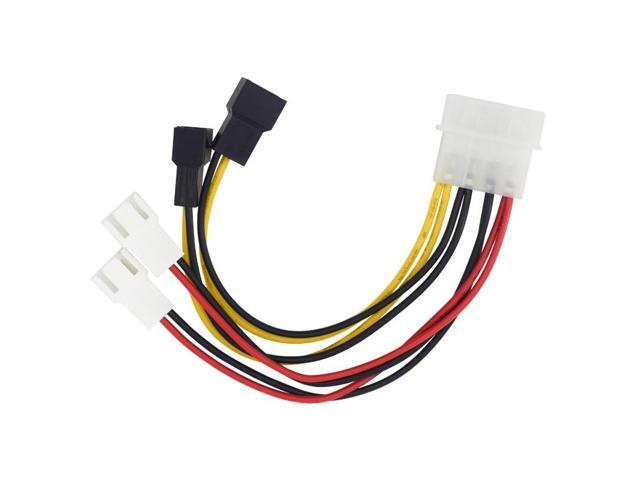 6 inch Molex 4pin LP4 to Case cooling Fan 3-pin 3 Multi-Fan Out Power Adapter Converter Cable w/ 2x5V/2x12V Speed Reduction