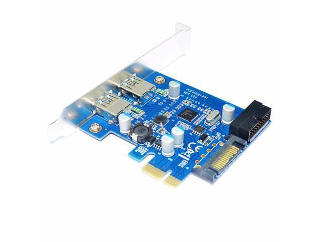 4 Port PCIE PCI-e to USB 3.0 (2 x Type A+ 20 Pin Internal) Expansion Card Hub Controller PCI Express Card Adapter w/ SATA Power
