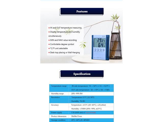 OUTEST HC520 Digital Indoor/Outdoor Thermometer Hygrometer Temperature Humidity Meter LCD Weather Station With Sensor