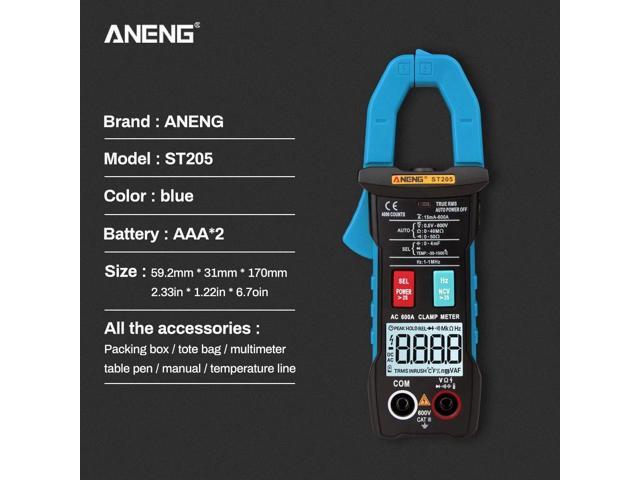 ANENG ST205 4000 Counts Full Intelligent Automatic Range True RMS Digital Multimeter Clamp Meter AC/DC Voltage NCV Resistance Auto Range Flashlight...