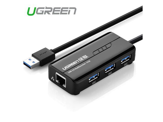 UGREEN 3 Ports USB 3.0 Hub with 10/100/1000Mbps Gigabit Ethernet Network Support Windows 8.1/8/7, XP, Vista, Mac OS X and Linux