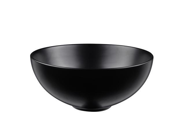 Aquaterior 12' Mini Bathroom Round Bowl Shaped Sink Countertop Porcelain Ceramic Basin with Pop up Drain Black