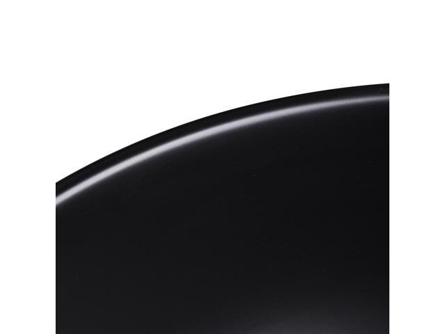 Aquaterior 12' Mini Bathroom Round Bowl Shaped Sink Countertop Porcelain Ceramic Basin with Pop up Drain Black