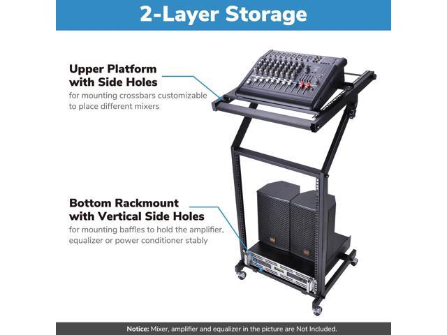 16U 19' Rack Mount Mixer Stand Studio Cart Stage Amp Adjustable Stage Party Show