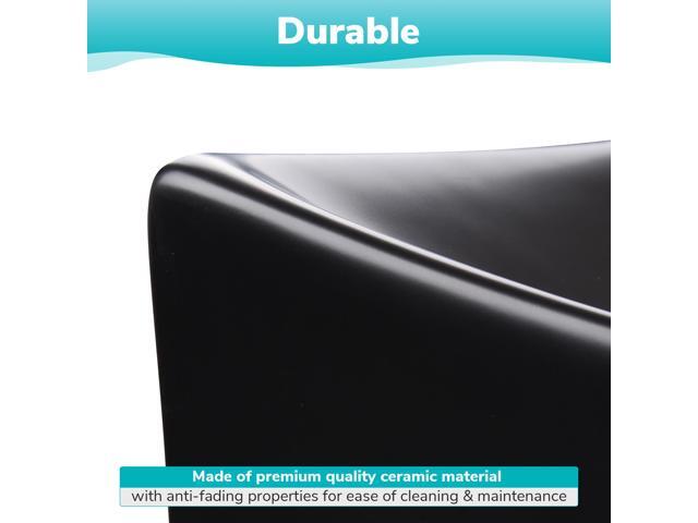 Aquaterior 26' Black Rectangle Bathroom Vessel Sink Above Counter Porcelain Ceramic Vanity Sink Basin w/ Drain