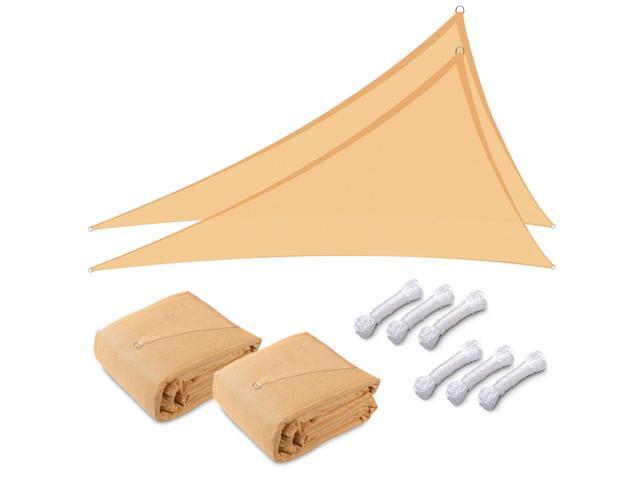 Yescom 22 Ft 97% UV Block Triangle Sun Shade Sail Canopy Outdoor Patio Cover Net 2 Pack
