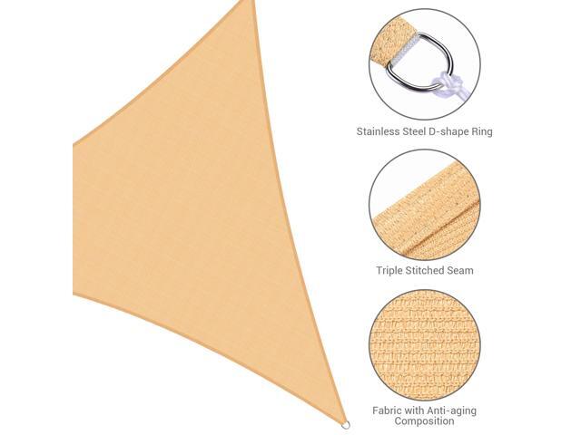 Yescom 22 Ft 97% UV Block Triangle Sun Shade Sail Canopy Outdoor Patio Pool Cover Net