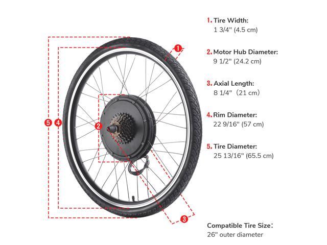 Yescom Electric Bicycle Motor Kit 26' Rear Wheel 48V 1000W E-Bike Conversion Kit Cycling Hub Conversion Dual Mode Controller