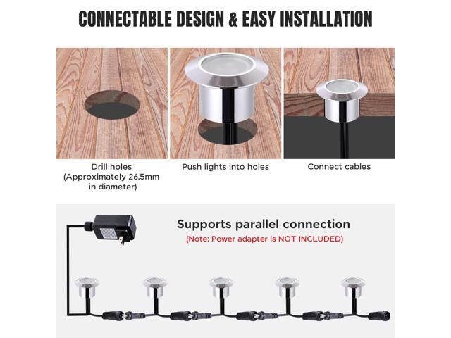 Set of 5 Deck Light Decor Commercial Outdoor Romantic Stair Lamp Cool White Hotel Garden Lamp