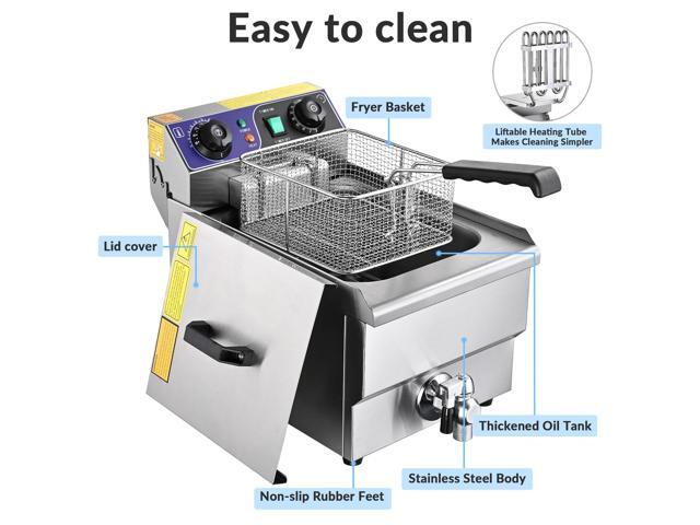 Commercial Restaurant Electric 11.7L Deep Fryer w/ Timer and Drain Stainless Steel