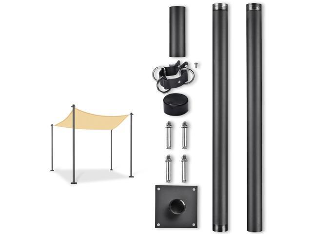 Yescom 8 Ft Sun Shade Sail Pole Post Canopy Awning Deck Patio Backyard with Pole Bracket Clamp Powder Patio Outdoor 96' Black
