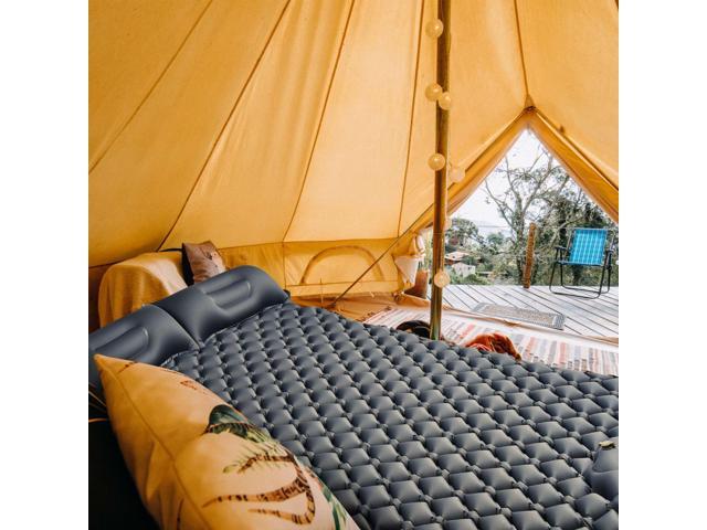 Yescom Double Sleeping Pad 2 Person Inflatable Camping Mat w/ Pillow Foot Pump Outdoor