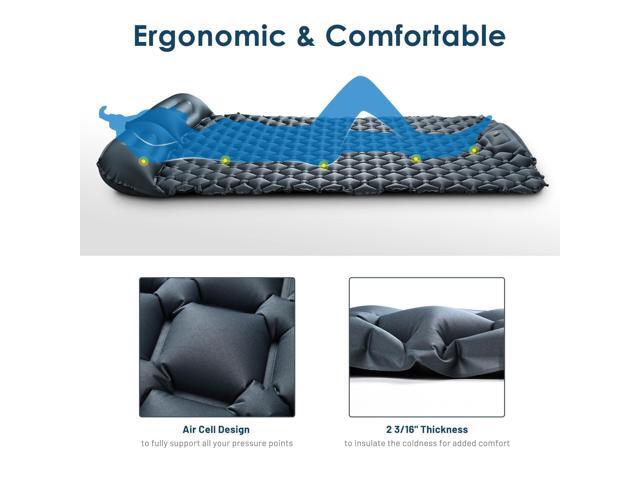 Yescom Double Sleeping Pad 2 Person Inflatable Camping Mat w/ Pillow Foot Pump Outdoor