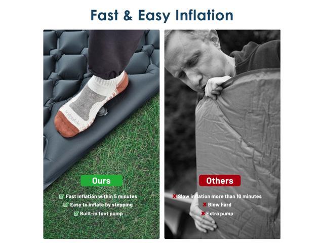 Yescom Double Sleeping Pad 2 Person Inflatable Camping Mat w/ Pillow Foot Pump Outdoor