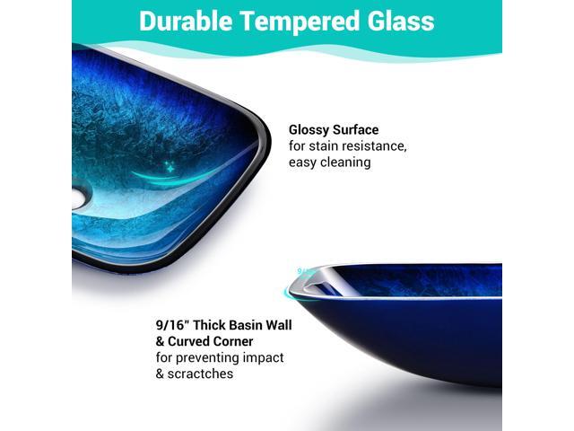 Aquaterior 2 Packs Tempered Glass Sink Transitional Style Basin Waterfall Faucet