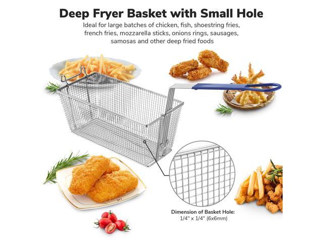 WeChef 4 Pack Deep Fryer Baskets 13' x 6' x 6' with Non-slip Handle Nickel Plating Heavy Duty Construction Fryer Basket for Commercial Restaurant...