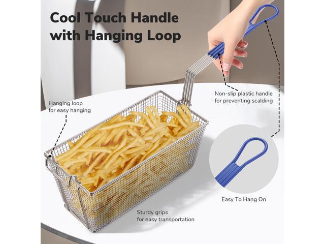 WeChef 4 Pack Deep Fryer Baskets 13' x 6' x 6' with Non-slip Handle Nickel Plating Heavy Duty Construction Fryer Basket for Commercial Restaurant...