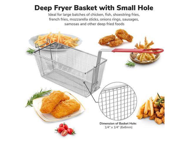 WeChef 4 Pack Deep Fryer Baskets 13' x 6' x 6' Nickel Plating Heavy Duty Construction Fryer Basket with non-slip Handle for Commercial Restaurant...