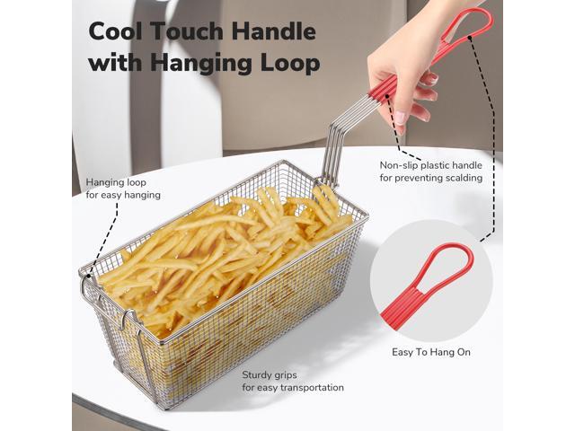 WeChef 4 Pack Deep Fryer Baskets 13' x 6' x 6' Nickel Plating Heavy Duty Construction Fryer Basket with non-slip Handle for Commercial Restaurant...
