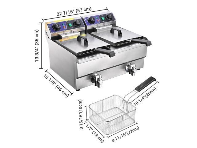 23.4L Commercial Deep Fryer w/ Timer and Drain Fast Food French Frys Electric