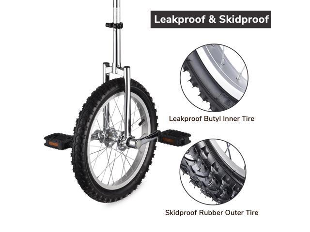 Yescom 16 In Wheel Outdoor Unicycle Adjustable Seat Exercise Bicycle Balance Training for Adults Teenagers Kids, Silver