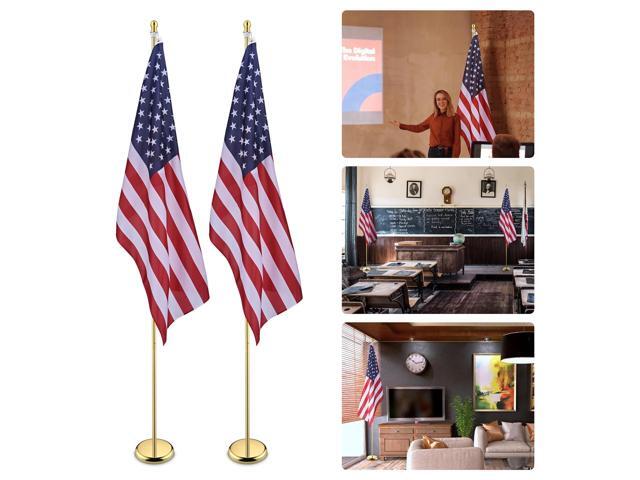 Yescom 2 Pack 8 Ft Sectional Flag Pole Kit Golden Top Finial 3x5 Ft US Flag Indoor